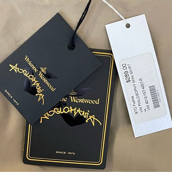 NWT VIVIENNE WESTWOOD Anglomania Philosophy Mini Skirt Tan Khaki Vintage Unique - Picture 6 of 9